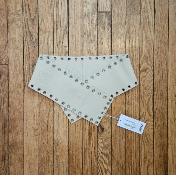 Belle Anna Cream Dilara Belt goat skin with Grommets Coachella festivals - Picture 1 of 3